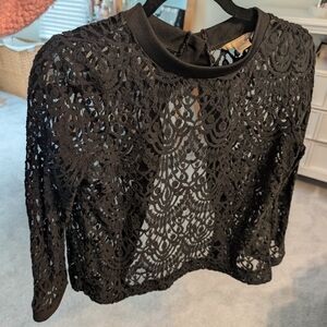 Banana Republic Black Lace Long-Sleeve Blouse